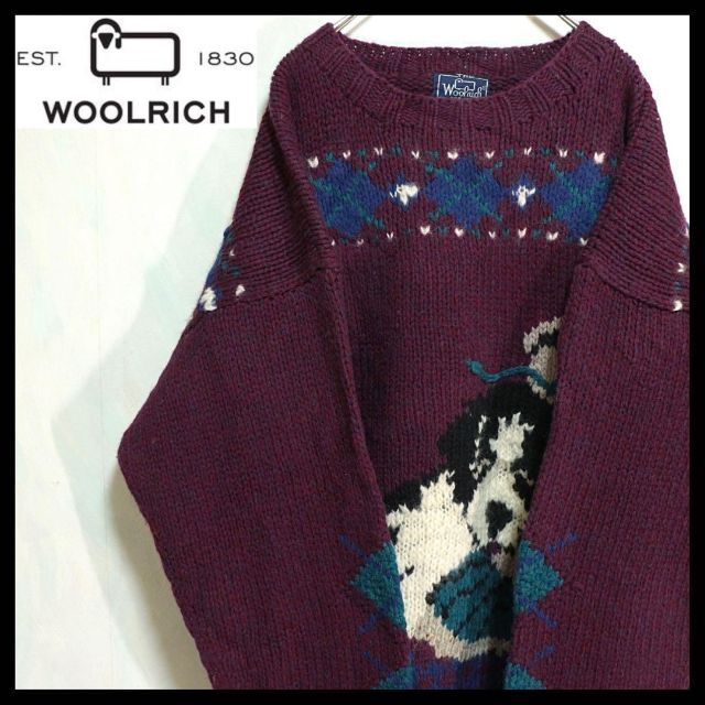 WOOLRICH - 【希少】80s ウールリッチ ニット セーター 古着 犬