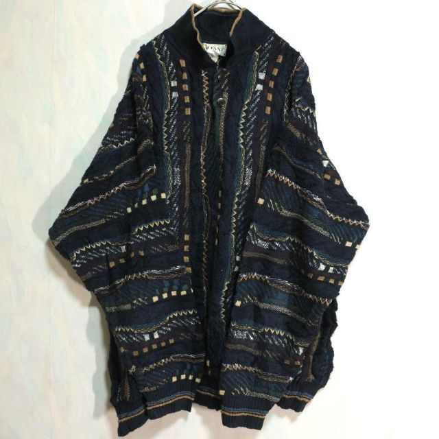 【希少】3Dニット COOGI風 ハーフボタン 襟付き 古着 90s 一点物
