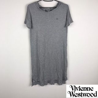 ヴィヴィアンウエストウッド(Vivienne Westwood)の美品 ヴィヴィアンウエストウッドレッドレーベル 半袖ワンピース グレー サイズ2(ひざ丈ワンピース)