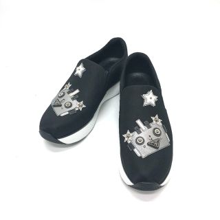 プラダ(PRADA)のプラダ PRADA ロボット シューズ スリッポン ナイロン ブラック 未使用(スリッポン/モカシン)