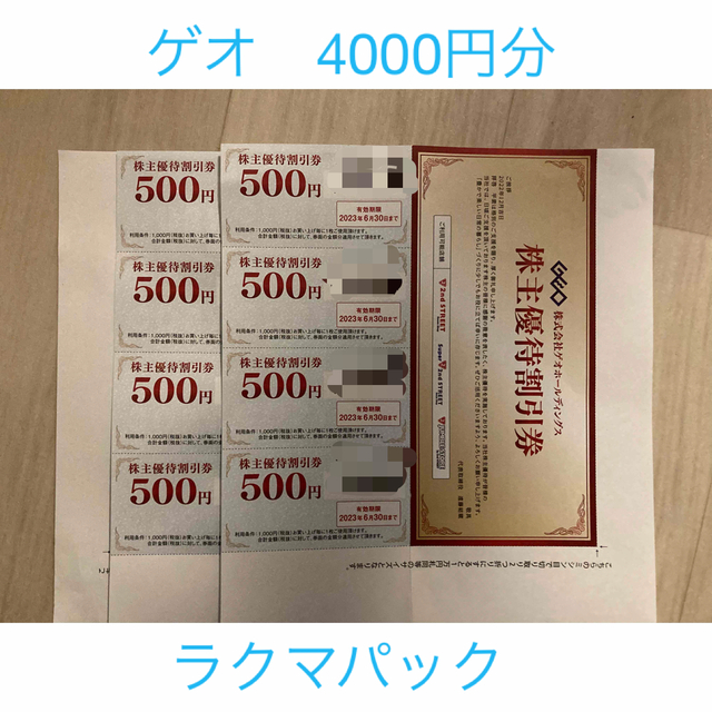 ゲオホールディングス　株主優待　4000円 チケットの優待券/割引券(ショッピング)の商品写真