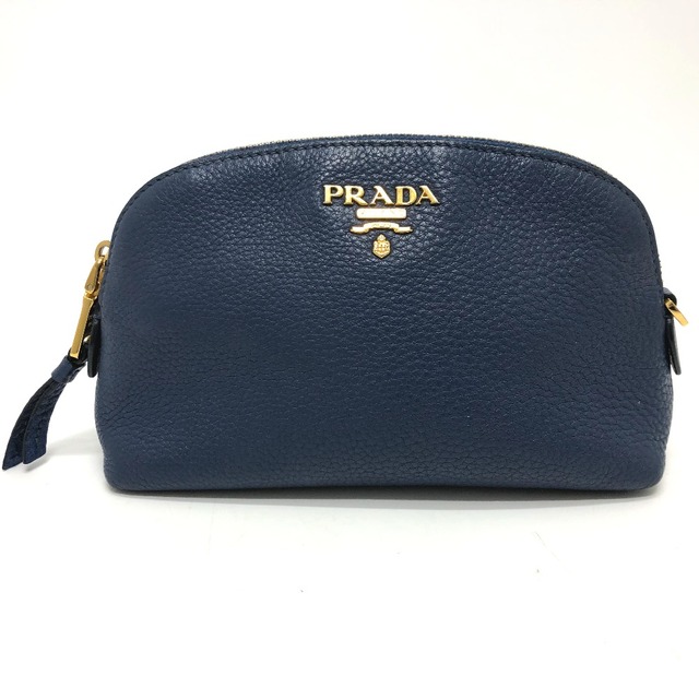 PRADA(プラダ)のプラダ PRADA ロゴ 1ND005 化粧ポーチ 化粧ポーチ レザー ブルー レディースのファッション小物(ポーチ)の商品写真