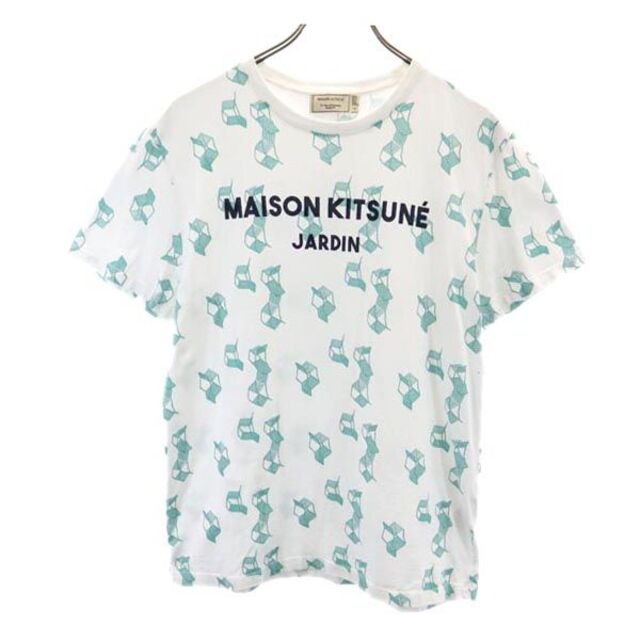 メゾンキツネ 総柄 半袖 Tシャツ S ホワイト系 MAISON KITSUNE ロゴプリント メンズ   【230501】 メール便可