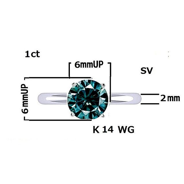 特売！ダイヤモンドの2.4倍の煌めきモアサナイトブルー１ｃｔ　WG又はYGと選択 レディースのアクセサリー(リング(指輪))の商品写真