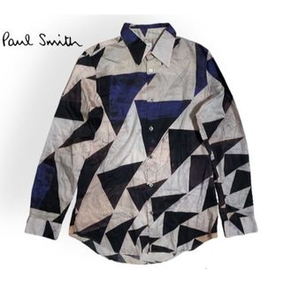 ポールスミス(Paul Smith)のPaul Smith グレー ベージュ 幾何学 トライアングル 長袖シャツ(シャツ)