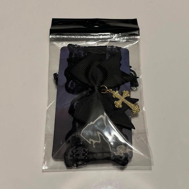チョーカー 十字架 リボン ブラック フリル 黒 韓国 クロス 地雷量産系