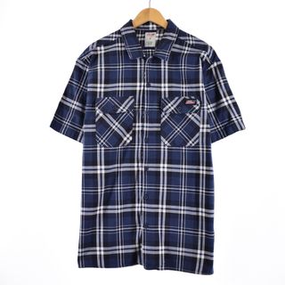 ディッキーズ(Dickies)の古着 ディッキーズ Dickies チェック柄 半袖 ワークシャツ メンズL /eaa332297(シャツ)