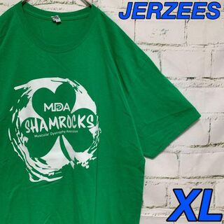 JERZEES ジャージーズ　USA古着　 XL  グリーン　Tシャツ　半袖(Tシャツ/カットソー(半袖/袖なし))