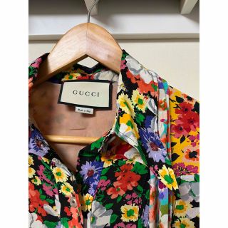 gucci wild flower print shirt グッチ シルクシャツ-