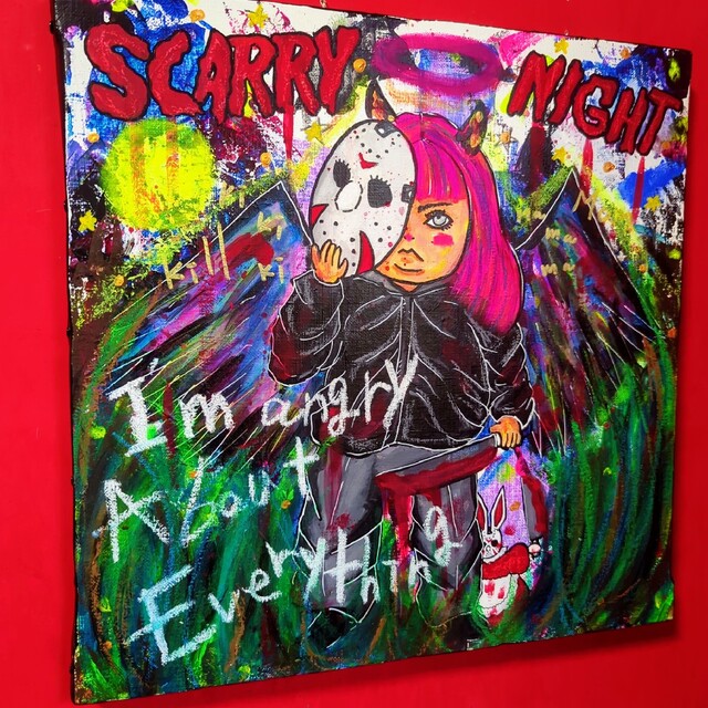 2023年製作/原画/一点物】Scarry night 現代アート 絵画 【数量は多