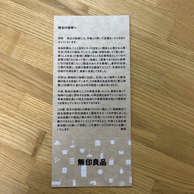 MUJI (無印良品)(ムジルシリョウヒン)の無印良品　株主優待 チケットの優待券/割引券(ショッピング)の商品写真