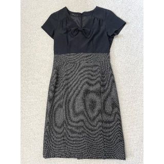 ローラアシュレイ(LAURA ASHLEY)のO796★ローラアシュレイ ワンピース 異素材ドッキング 切り替え リボン 9(ひざ丈ワンピース)