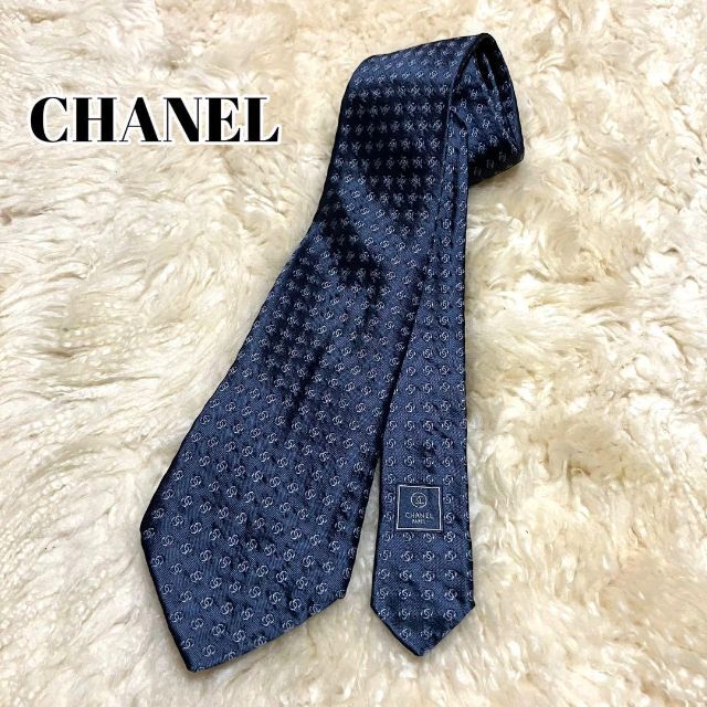 美品 CHANEL シャネル シルク ココマーク ネクタイ ロゴ チェーン 希少