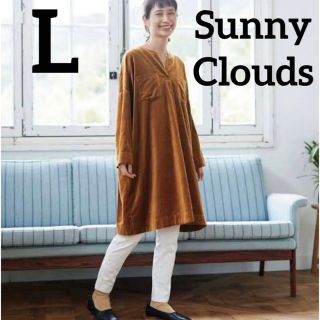 サニークラウズ(Sunny clouds（FELISSIMO）)の完売品　サニークラウズ　大きいサイズ　ベロア好きな津田さん　ワンピース　Lサイズ(ひざ丈ワンピース)