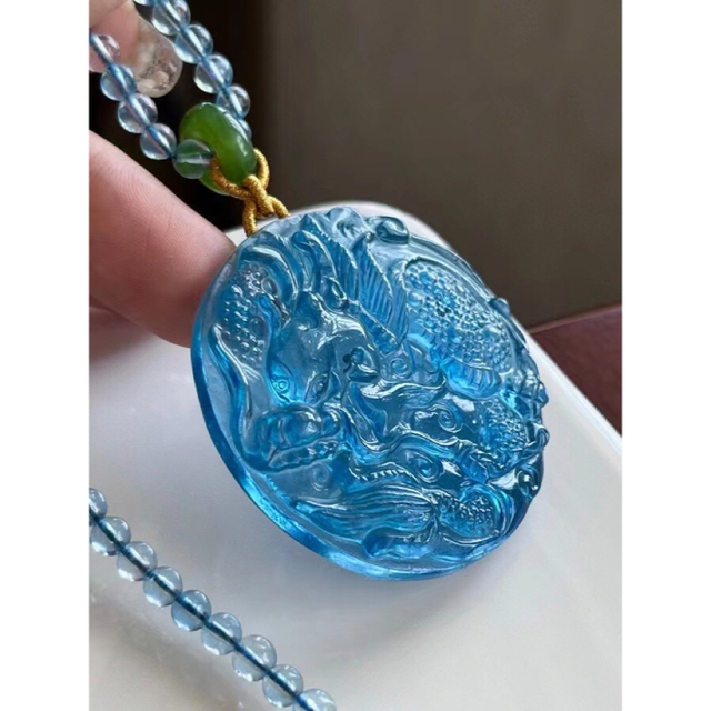 天然 アクアマリン ネックレス 45.8g 大注目 24384円引き