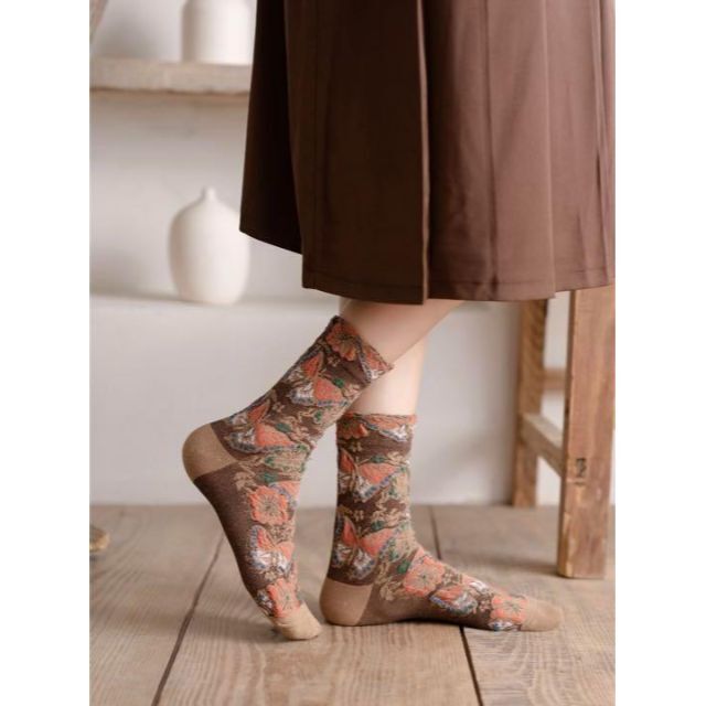 とってもフェミニン蝶々ソックス レディース靴下 可愛い北欧 くすみカラー 靴下