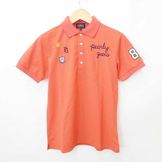 パーリーゲイツ PEARLY GATES ゴルフ ポロシャツ 半袖 オレンジ 544cm身幅