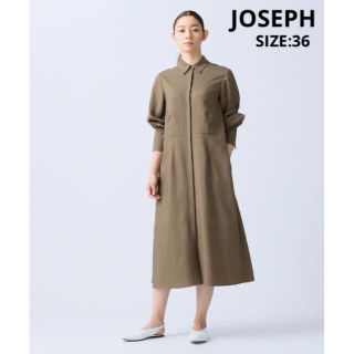 ジョゼフ(JOSEPH)のJOSEPH シルク混 ウールシャツワンピース サイズ36 モスグリーン(ロングワンピース/マキシワンピース)