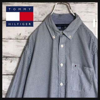 トミーヒルフィガー(TOMMY HILFIGER)の【人気定番】トミーヒルフィガー☆刺繍ロゴ入りストライプシャツ　H274(シャツ)