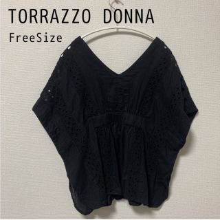 TORRAZZO DONNA　トラッゾドンナ　黒　半袖　レース調　刺繍　美品(チュニック)