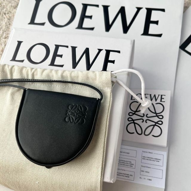 新品未使用】LOEWE ヒールポーチミニ ショルダー アナグラム レザー 黒