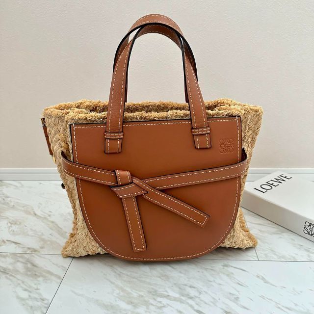 LOEWE　ロエベ　ゲートトップハンドル　ラフィア　スモール