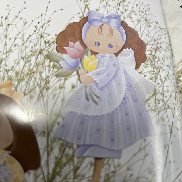 チューリップと水やりの女の子 白木 土台付き  トールペイント材料 ハンドメイドの素材/材料(その他)の商品写真