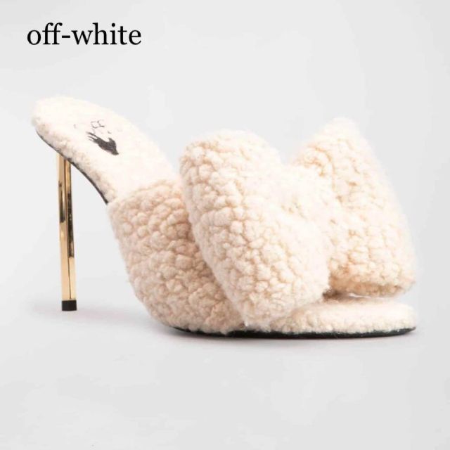 OFF-WHITE - 【新品未使用】オフホワイト リボン ミュール サンダル クリーム ハイヒール