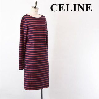 CELINE✨セリーヌ 長袖ドッキングワンピース ベロア プリーツ ロング丈-