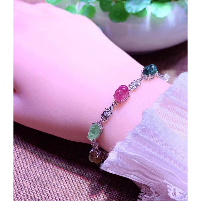 ⭐︎【天然】トルマリン ブレスレット s925 5.9g-