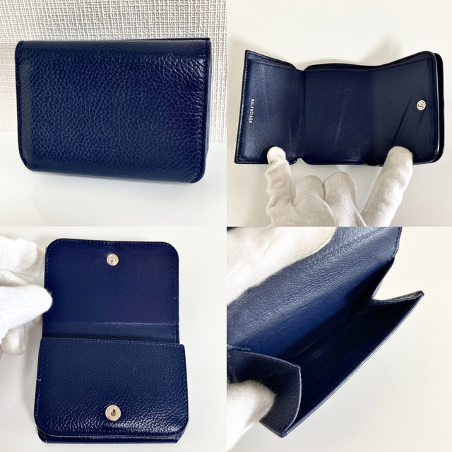 BALENCIAGA 三つ折り財布　ミニウォレット　ネイビー エテュイETUI