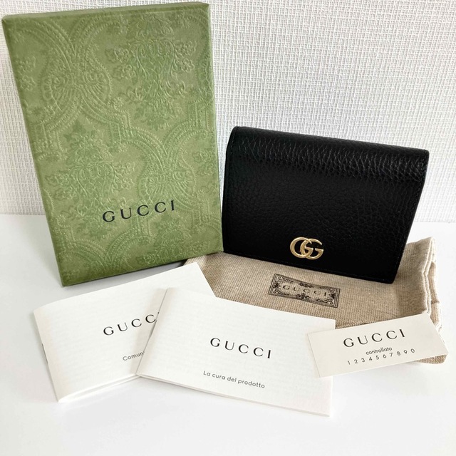 Gucci - GUCCI マーモント 折財布 ブラック 黒 ゴールド金具 新品未使用45612