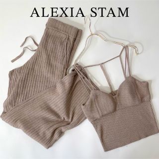 アリシアスタン(ALEXIA STAM)のALEXIA STAM リブニット キャミソール パンツ セット 上下セット(キャミソール)