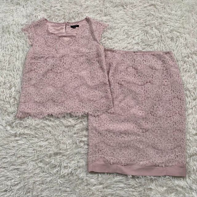 トッカ 総レース セットアップ ピンク タック プリーツ TOCCA リボン