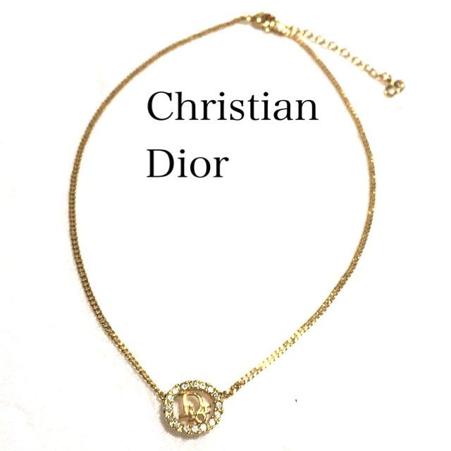 クリスチャンディオール ロゴ ネックレス/Dior ヴィンテージ ラインストーン