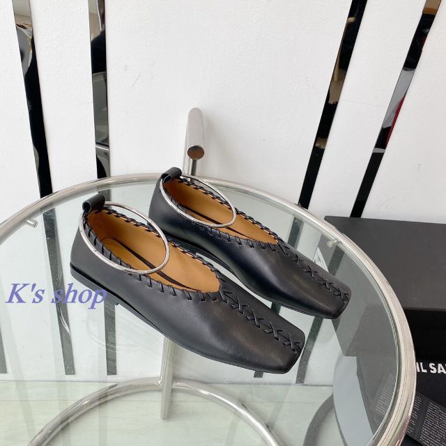 JIL SANDER アンクレットバレエシューズ 37 正規品販売! レザー バレエシューズ 37 23.5
