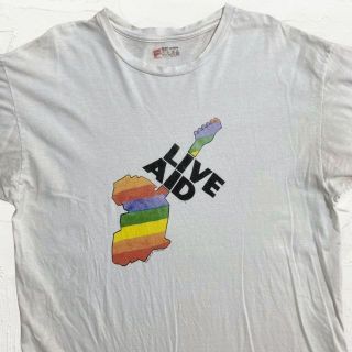 KiE Hanes ビンテージ   白 ライブエイド　LIVEAID Tシャツ(Tシャツ/カットソー(半袖/袖なし))