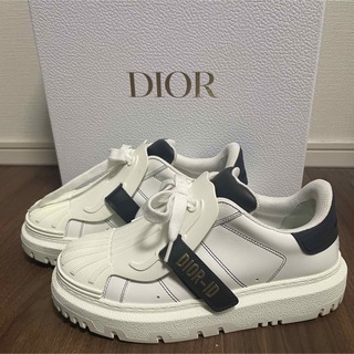 クリスチャンディオール(Christian Dior)の美品】DIOR-ID スニーカー ホワイト 靴 35.5 箱あり 紐あり(スニーカー)