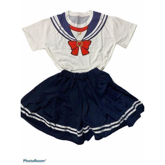 セーラー服 ネイビー 110cm コスプレ ハロウィン 制服 セーラームーン キッズ/ベビー/マタニティのキッズ服女の子用(90cm~)(ワンピース)の商品写真