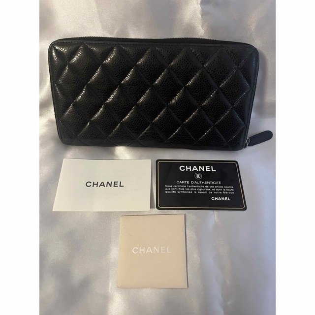 CHANEL(シャネル)のCHANEL シャネル マトラッセ キャビアスキン ラウンドファスナー 長財布 レディースのファッション小物(財布)の商品写真