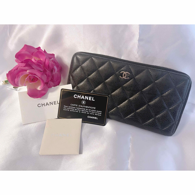 CHANEL(シャネル)のCHANEL シャネル マトラッセ キャビアスキン ラウンドファスナー 長財布 レディースのファッション小物(財布)の商品写真