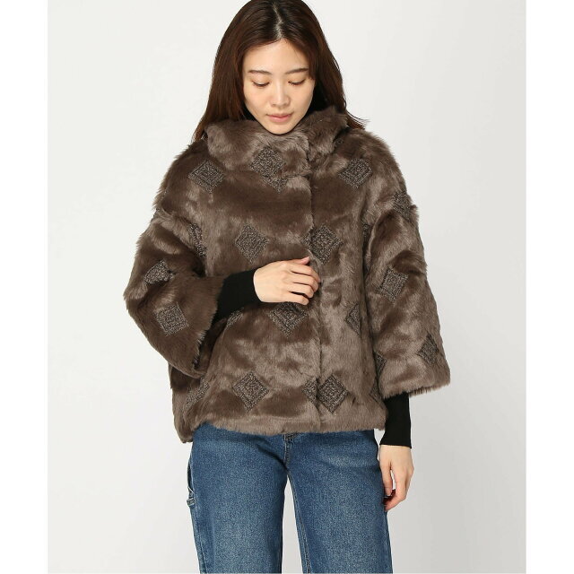 GUESS(ゲス)の【ブラウン(F1GY)】(W)Luna Faux Fur Jacket レディースのジャケット/アウター(その他)の商品写真