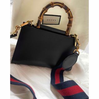 グッチ(Gucci)のGUCCI ニムフェア　レザー　ブラック　バンブー(ハンドバッグ)