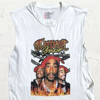 KFE Hanes ビンテージ   白 TUPAC　2PAC　ラッパー Tシャツ(Tシャツ/カットソー(半袖/袖なし))