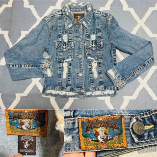 トゥルーレリジョン(True Religion)の美品　ほぼ未使用　トゥルーレリジョン　デニムジャケット　水色　ダメージ加工(Gジャン/デニムジャケット)