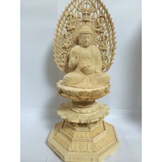 桧木　飛天不空成就如来　2.5寸　高26cm 新品(彫刻/オブジェ)