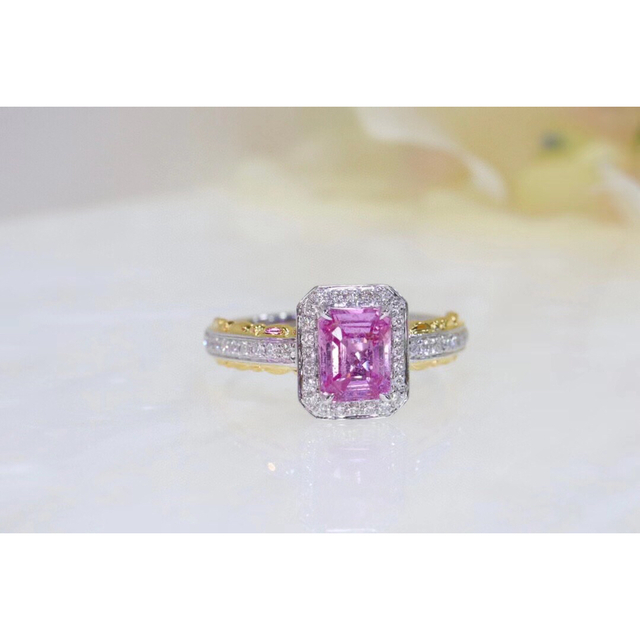 天然 非加熱パパラチアサファイア ダイヤ リング1.05ct k18 fの通販 by ...