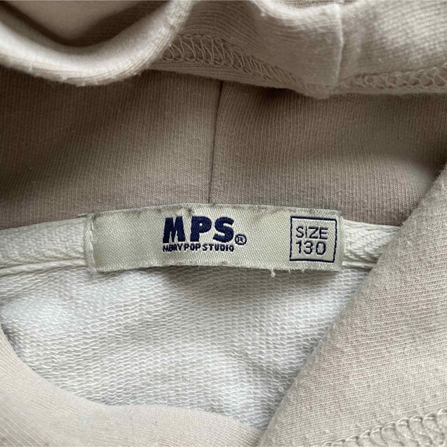 MPS(エムピーエス)のMPSレイヤードパーカー　重ね着　ベージュ　パープル　130 キッズ/ベビー/マタニティのキッズ服女の子用(90cm~)(Tシャツ/カットソー)の商品写真