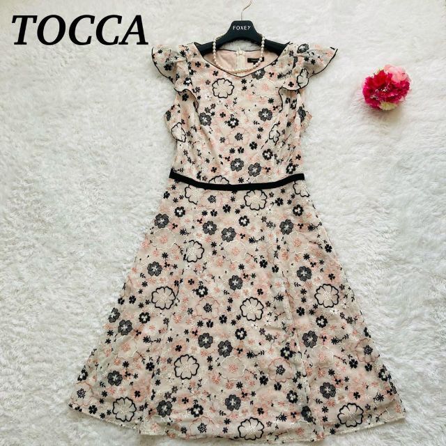 ☆TOCCA トッカ☆ネイビー系 お花刺繍&レース ワンピース 6- ☆TOCCA トッカ☆ネイビー系 お花刺繍&レース ワンピース 6-