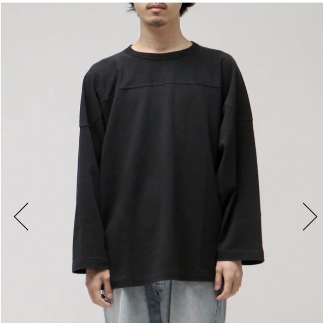 23ss COMOLI フットボールTシャツ FADE BLACK